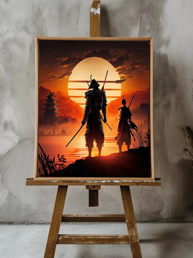 Постер на холсте &amp;quot;Самураи на закате&amp;quot;