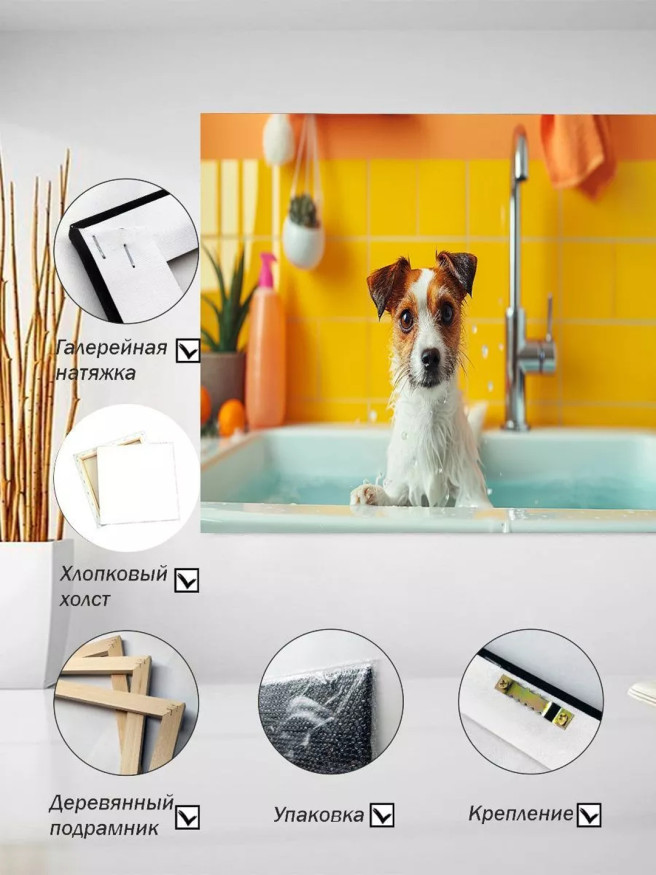 Holstga bosilgan poster &amp;quot;Vannadagi pufakli kuchukcha&amp;quot;