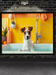 Holstga bosilgan poster &quot;Vannadagi pufakli kuchukcha&quot;