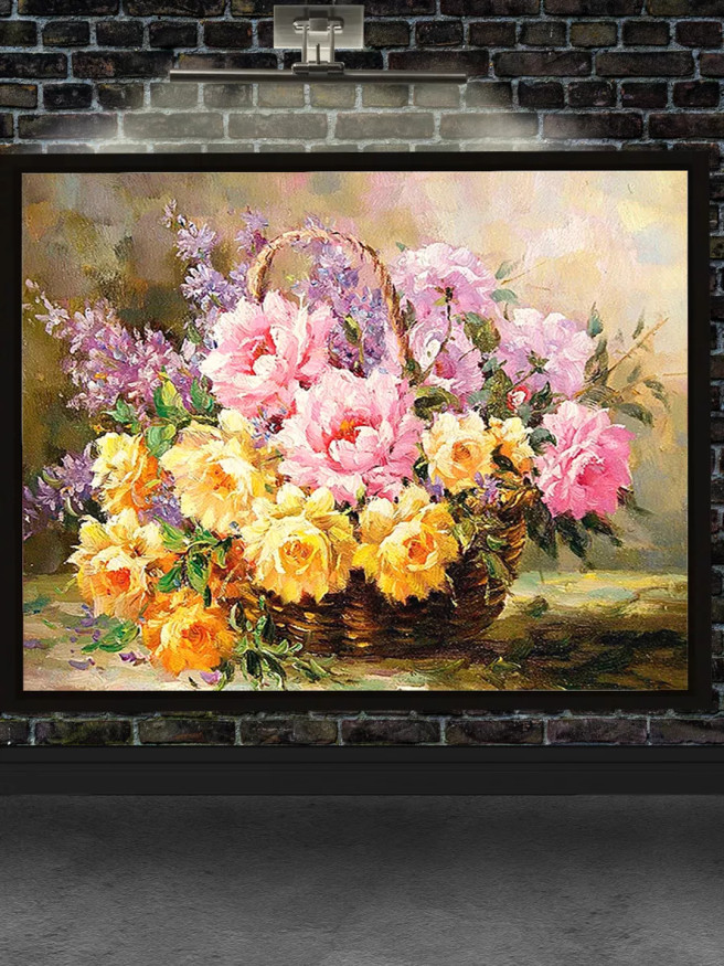 Постер на холсте &amp;quot;Цветы в плетёной корзине&amp;quot;