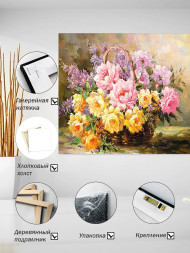 Постер на холсте &amp;quot;Цветы в плетёной корзине&amp;quot;