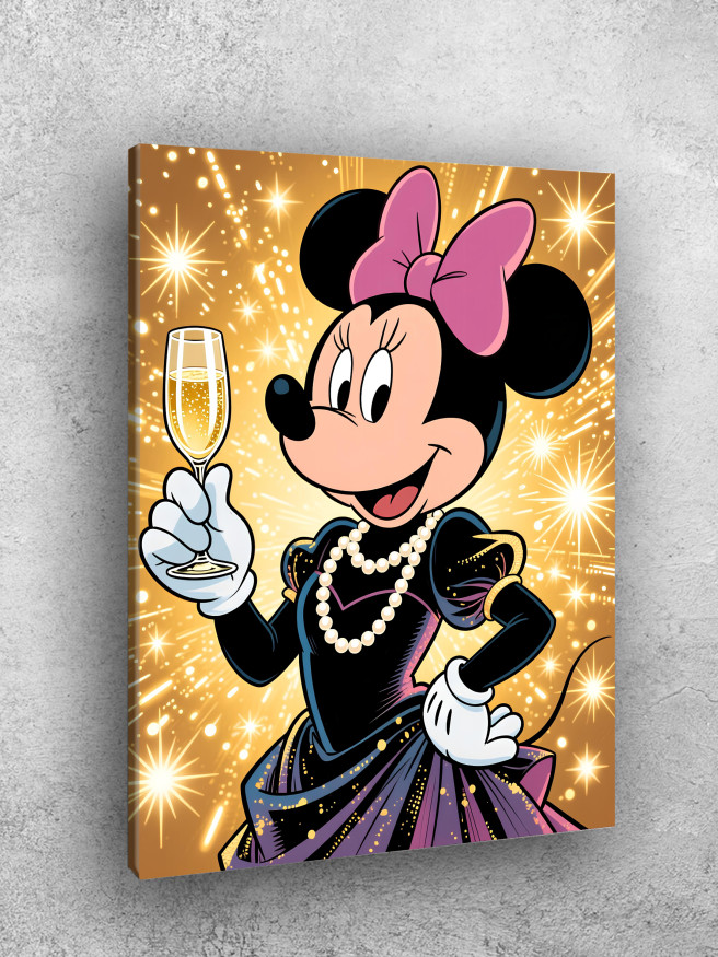Постер на холсте &amp;quot;Минни Маус с бокалом шампанского&amp;quot;