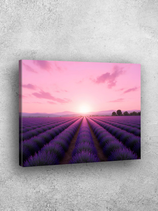 Holstga bosilgan poster &amp;quot;Pushti shomdagi lavanda dalasi&amp;quot;