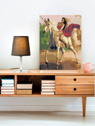 Raqamlar bo&#039;yicha rasm &quot; Bir shoxli ot ustida qiz&quot;