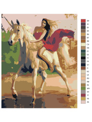 Raqamlar bo&#039;yicha rasm &quot; Bir shoxli ot ustida qiz&quot;