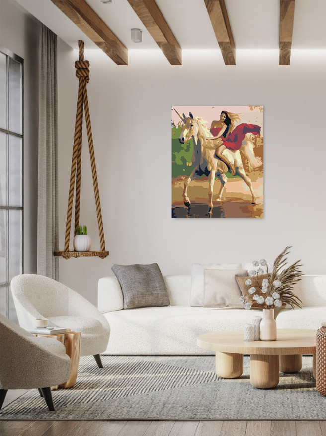 Raqamlar bo&amp;#039;yicha rasm &amp;quot; Bir shoxli ot ustida qiz&amp;quot;