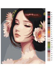 Raqamlar bo&#039;yicha rasm &quot;Gullar bilan yumshoq qiz&quot;