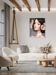 Raqamlar bo&#039;yicha rasm &quot;Gullar bilan yumshoq qiz&quot;