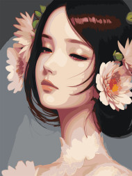 Raqamlar bo&#039;yicha rasm &quot;Gullar bilan yumshoq qiz&quot;