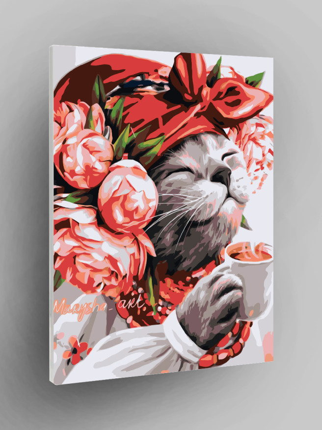 Raqamlar bo&amp;#039;yicha rasm &amp;quot;Qizil bantlik mushukcha&amp;quot;