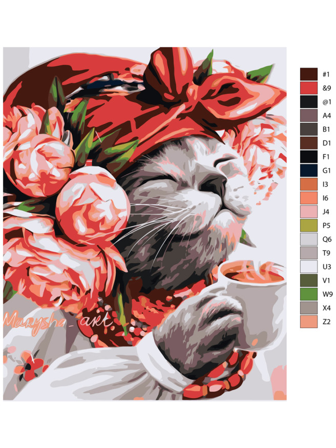 Raqamlar bo&amp;#039;yicha rasm &amp;quot;Qizil bantlik mushukcha&amp;quot;