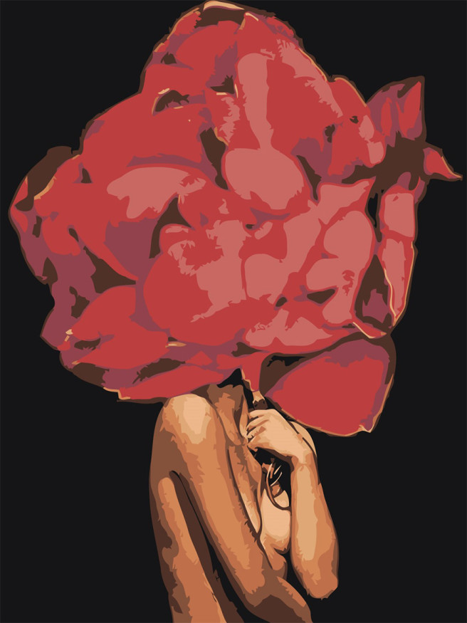 Картина по номерам &amp;quot;Девушка с цветком&amp;quot;