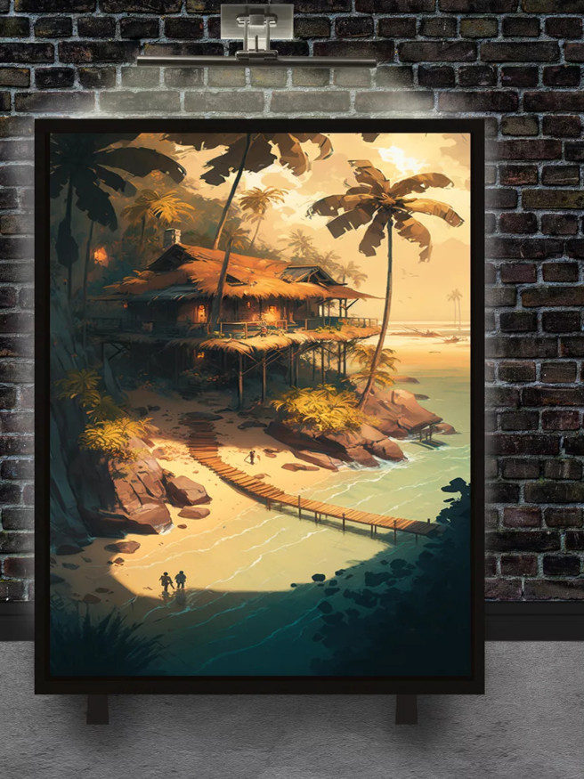 Постер на холсте &amp;quot;Дом у тропического берега&amp;quot;