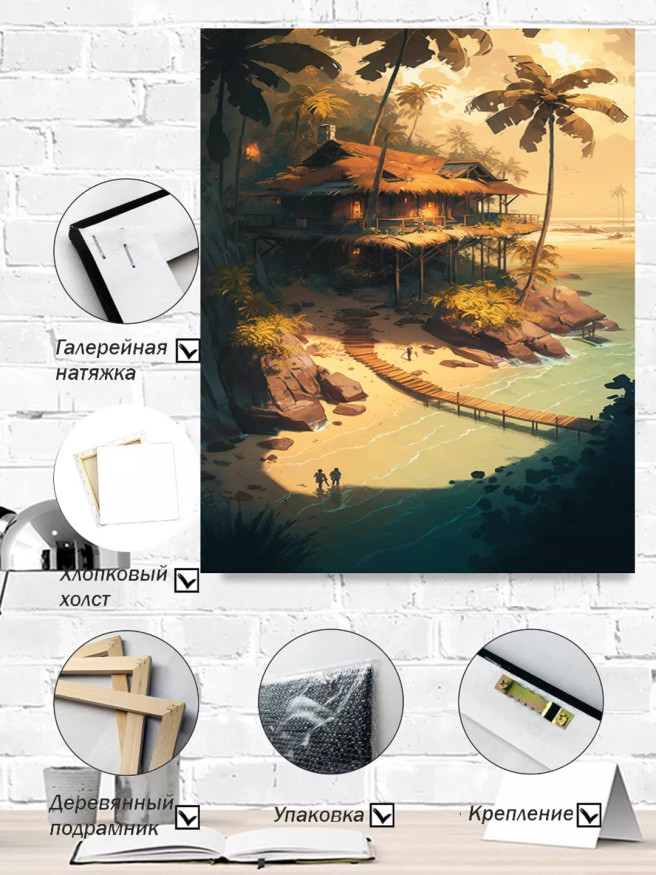 Постер на холсте &amp;quot;Дом у тропического берега&amp;quot;