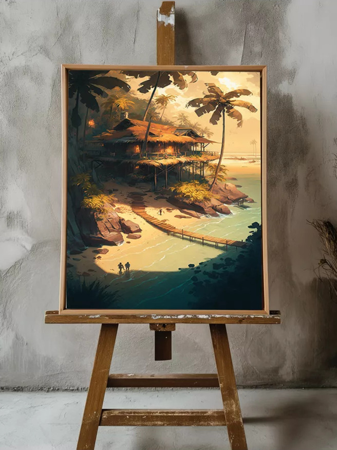 Постер на холсте &amp;quot;Дом у тропического берега&amp;quot;