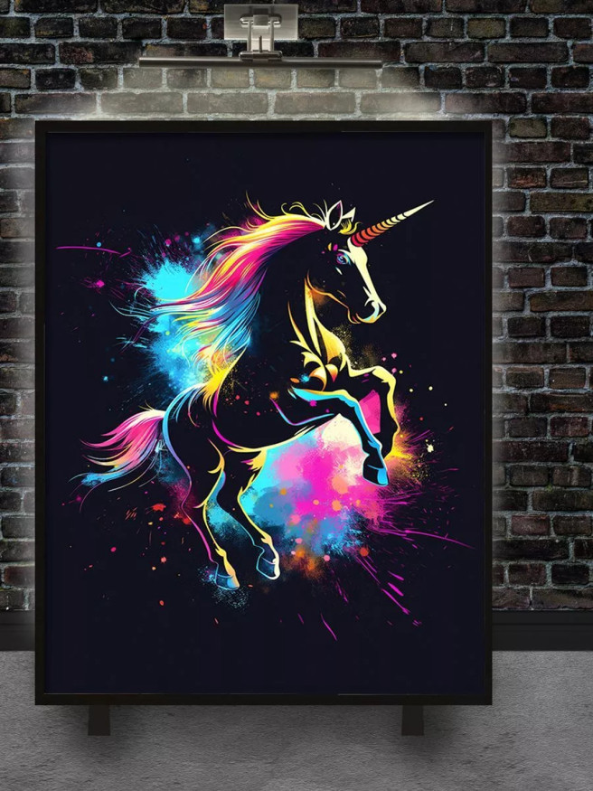 Постер на холсте &amp;quot;Неоновый единорог&amp;quot;
