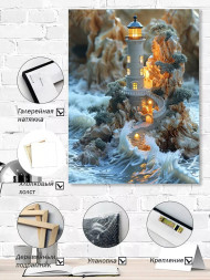 Постер на холсте &amp;quot;Сказочный маяк у скал&amp;quot;