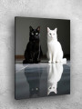 Постер на холсте &amp;quot;Чёрный и белый кот с отражением&amp;quot;