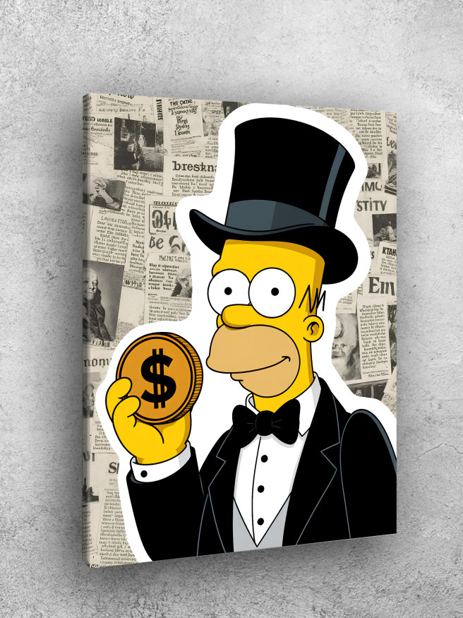 Постер на холсте &amp;quot;Гомер Симпсон с золотой монетой&amp;quot;