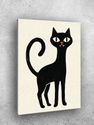 Holstga bosilgan poster "Egri dumli qora mushuk"