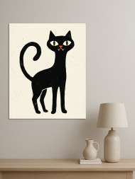 Holstga bosilgan poster "Egri dumli qora mushuk"