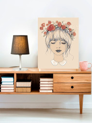 Raqamlar bo'yicha rasm "Gullar bilan yosh qiz"