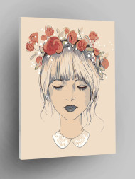 Raqamlar bo'yicha rasm "Gullar bilan yosh qiz"