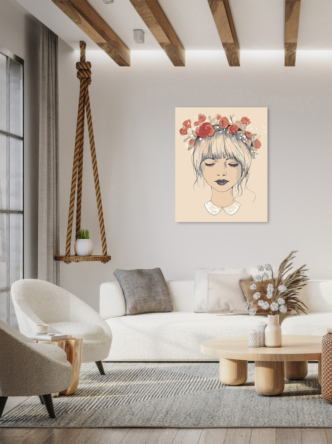 Raqamlar bo&amp;#039;yicha rasm &amp;quot;Gullar bilan yosh qiz&amp;quot;