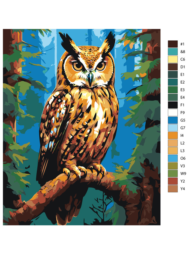 Картина по номерам &amp;quot;Сова на ветке&amp;quot;