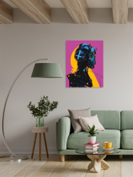 Fluorescent raqamlar bo'yicha rasm "Kiberpank skeleti"