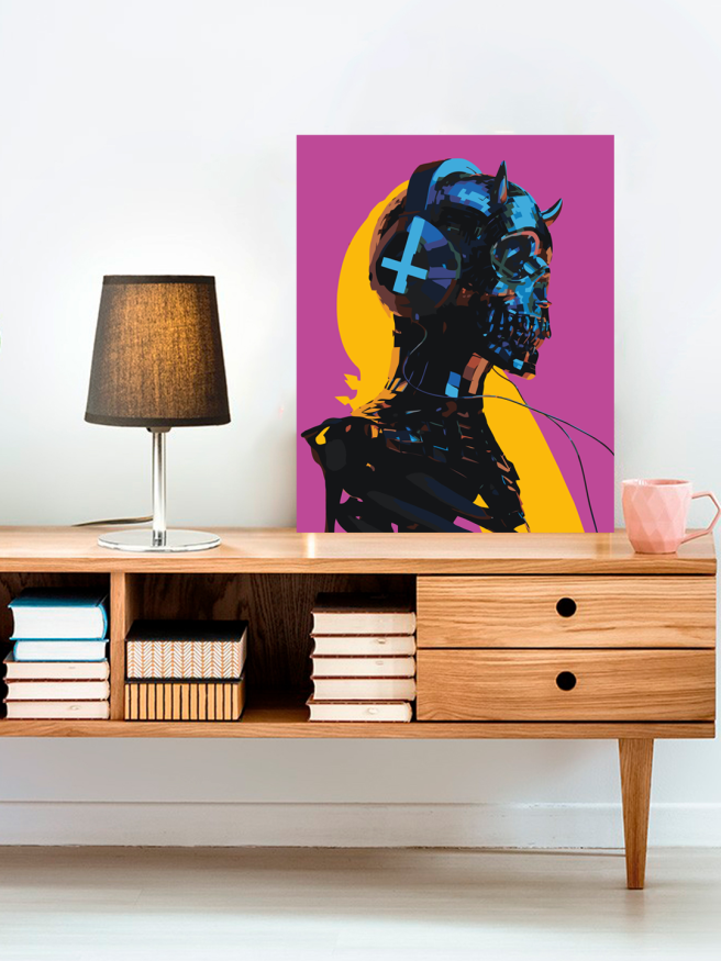 Флуоресцентная картина по номерам &amp;quot;Киберпанк скелет&amp;quot;