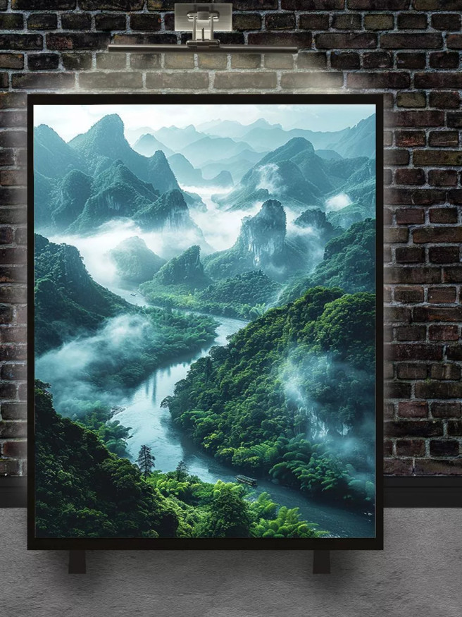 Постер на холсте &amp;quot;Река среди туманных гор&amp;quot;