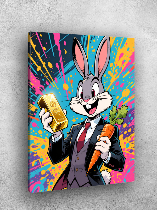 Постер на холсте &amp;quot;Багз Банни с золотом и морковкой&amp;quot;