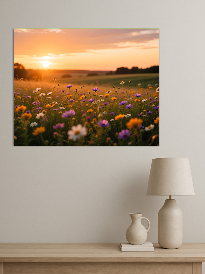 Holstga bosilgan poster &amp;quot;Quyosh botishidagi dala gullari&amp;quot;