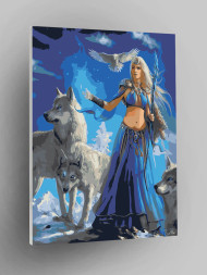 Картина по номерам "Девушка с волками"