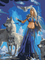 Картина по номерам "Девушка с волками"