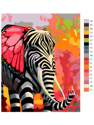 Raqamlar bo'yicha rasm "Chiziqli fil"