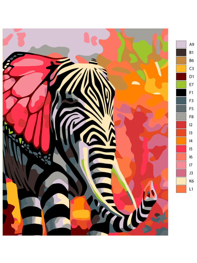 Raqamlar bo&amp;#039;yicha rasm &amp;quot;Chiziqli fil&amp;quot;