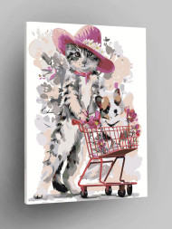 Картина по номерам &amp;quot;Котик в шапке&amp;quot;