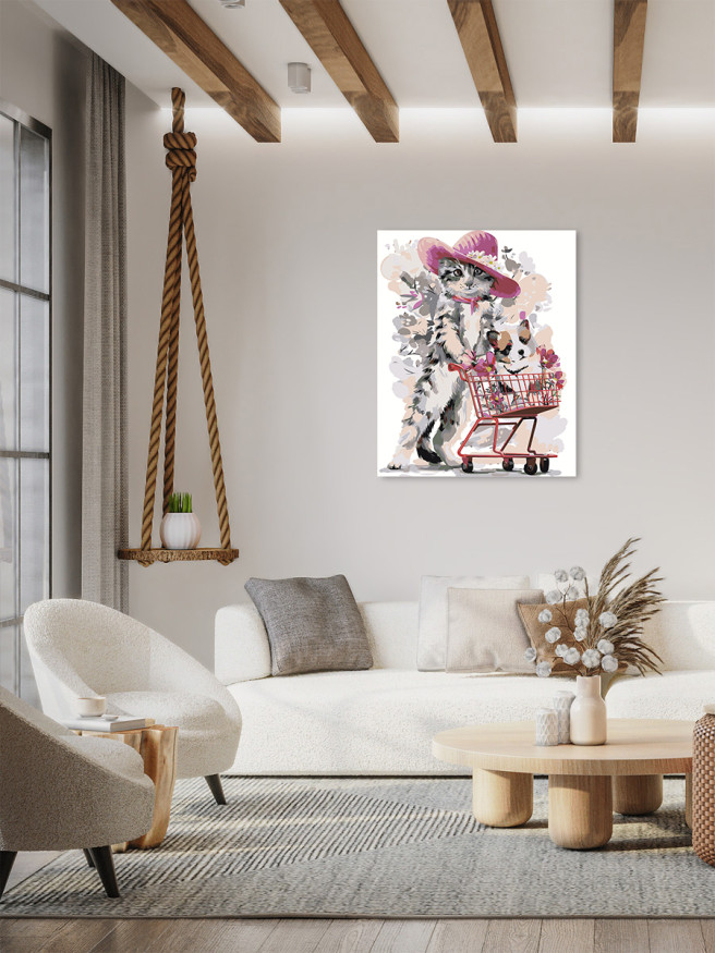 Картина по номерам &amp;quot;Котик в шапке&amp;quot;