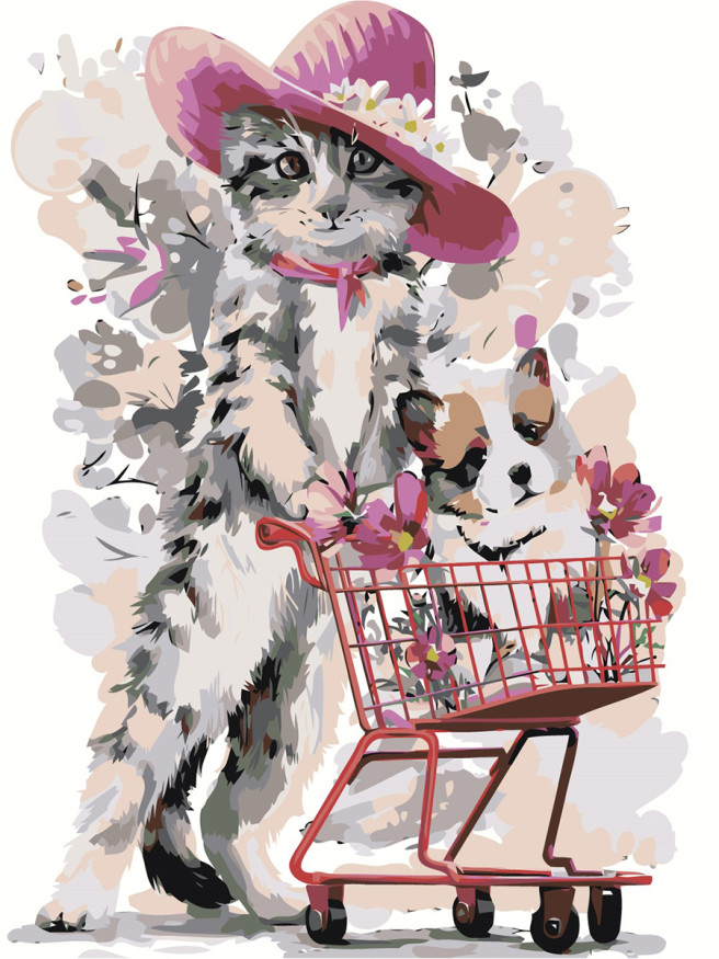 Картина по номерам &amp;quot;Котик в шапке&amp;quot;