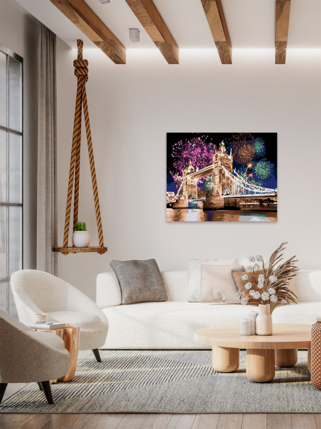 Картина по номерам &amp;quot;Фейерверк у моста&amp;quot;