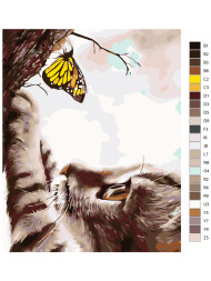 Картина по номерам "Котик играет с бабочкой"