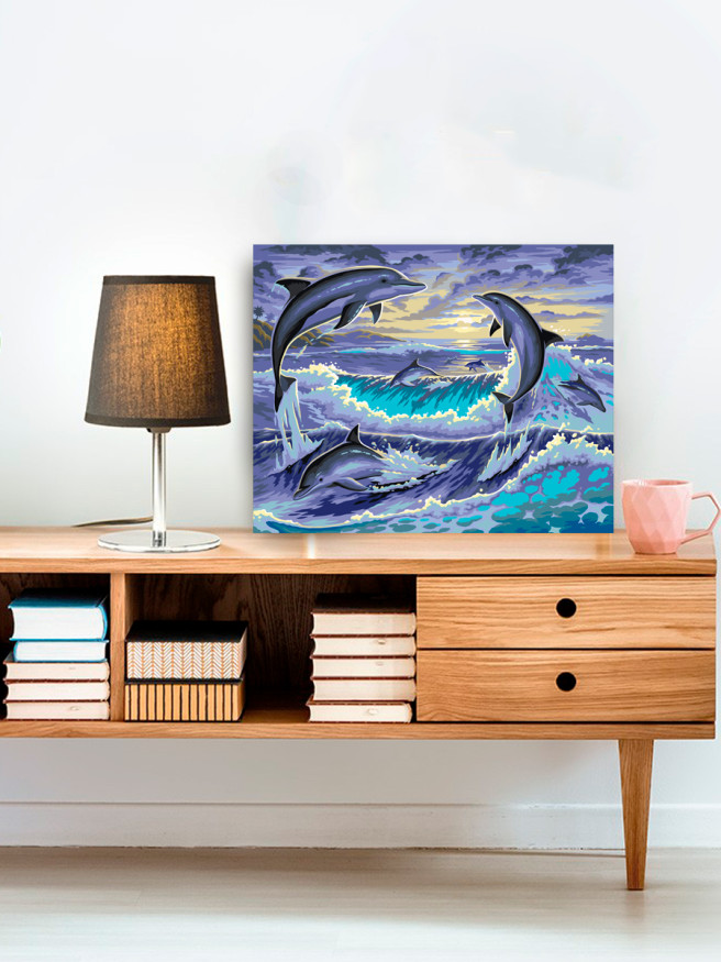 Картина по номерам &amp;quot;Дельфины прыгают&amp;quot;
