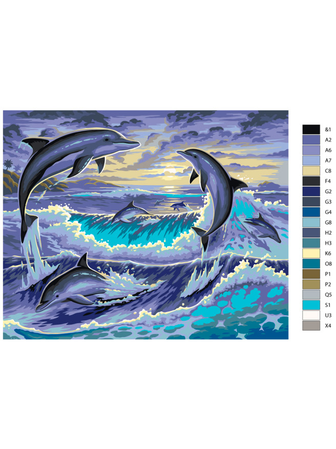 Картина по номерам &amp;quot;Дельфины прыгают&amp;quot;