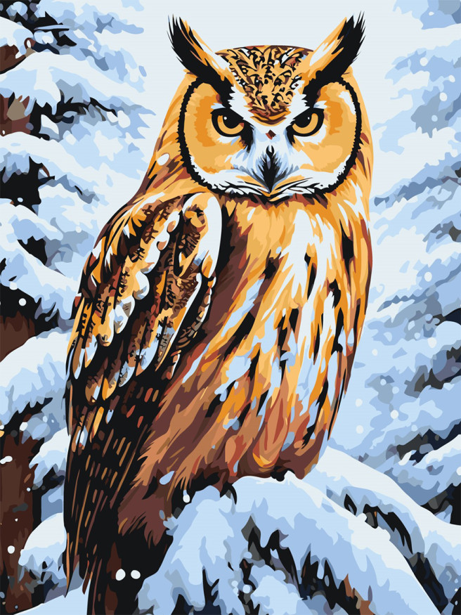 Raqamlar bo&amp;#039;yicha rasm &amp;quot;Qorda boyqush&amp;quot;