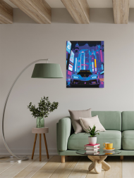 Fluorescent raqamlar bo&#039;yicha rasm &quot;Metropolda sport avtomobili&quot;