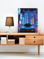 Fluorescent raqamlar bo&#039;yicha rasm &quot;Metropolda sport avtomobili&quot;