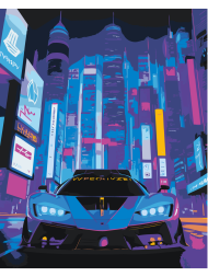 Fluorescent raqamlar bo&#039;yicha rasm &quot;Metropolda sport avtomobili&quot;