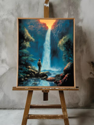 Постер на холсте &amp;quot;Путешественник у водопада&amp;quot;